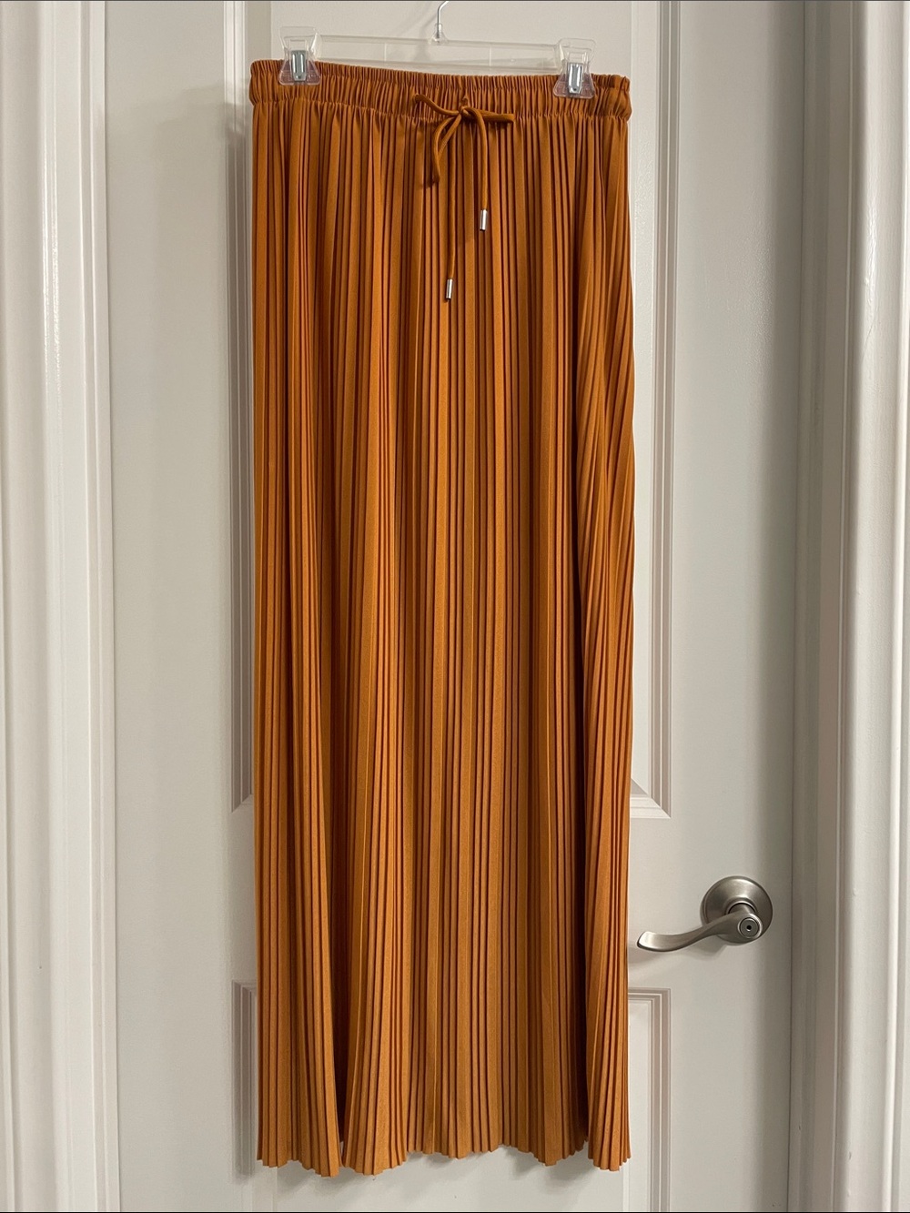 Pleated Maxi Skirt in Rust Orange